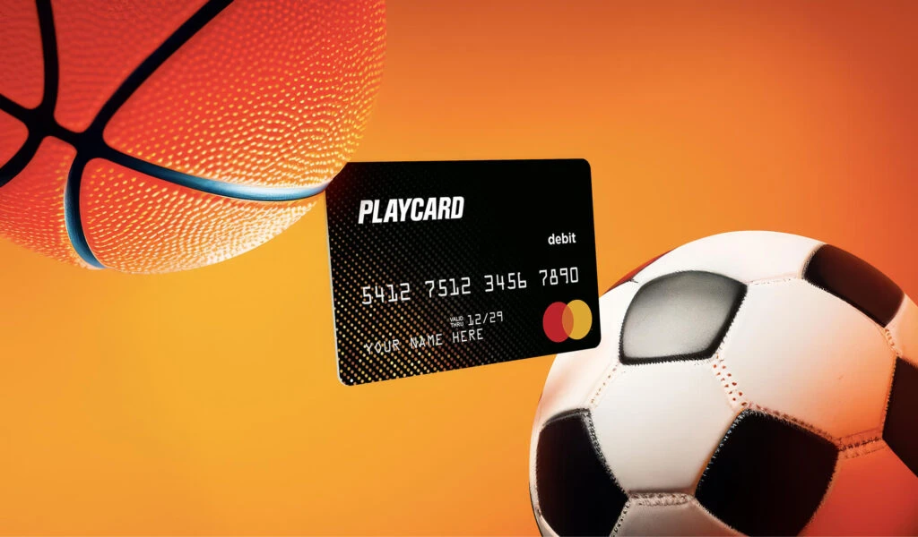 Playcard with a basketball and soccer ball